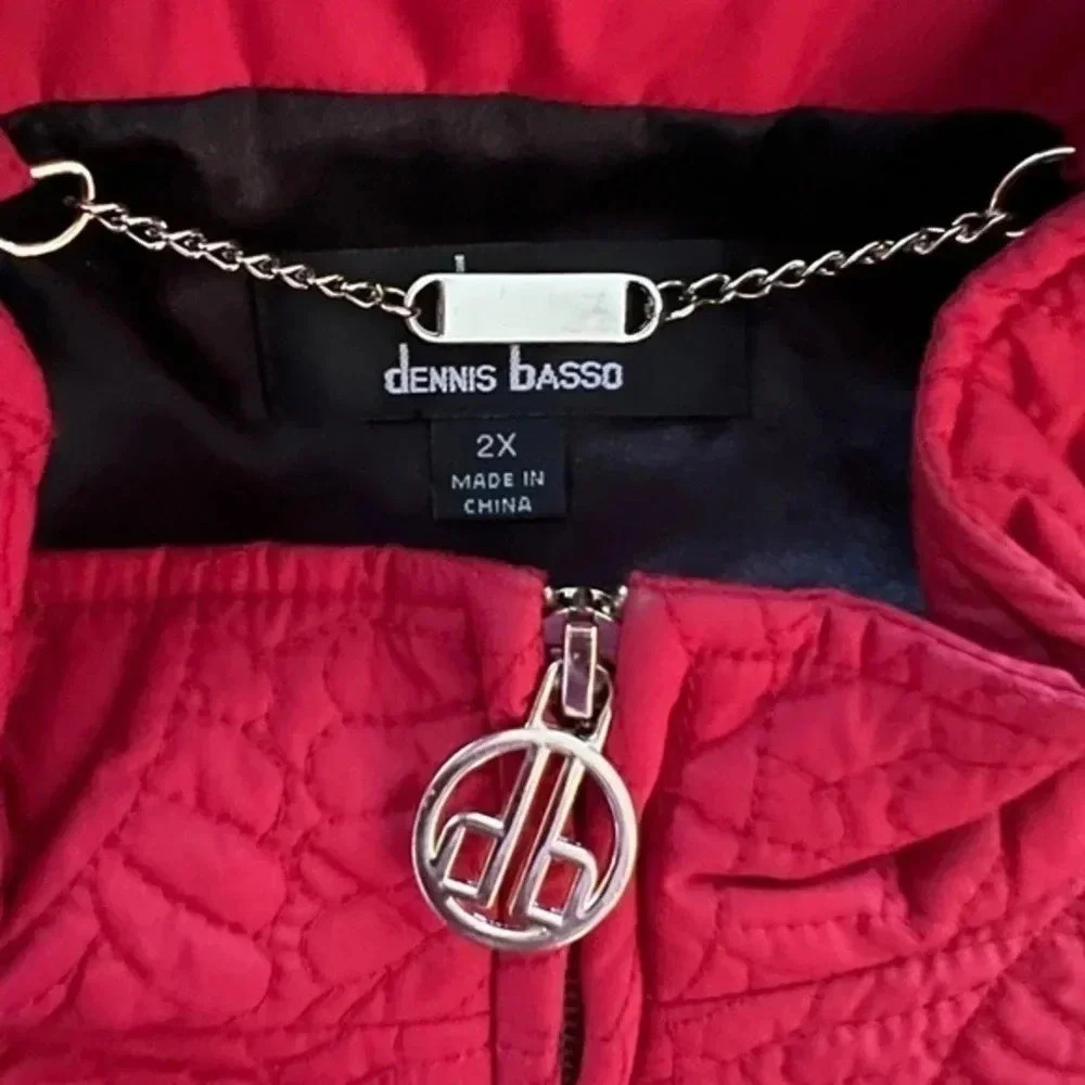 Dennis Basso Quilted Red and Black Vest 2X - Picture 2 of 5